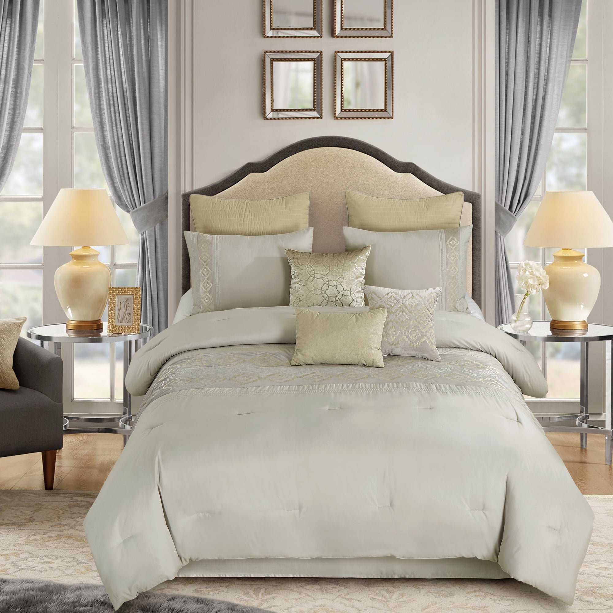 EvJk Luxury 9-Piece Comforter Set – Premium Jacquard Design, CAL.KING