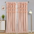 thumbnail image 1 of EvJk Peach Blackout Window Curtain 54" x 84", 2 Panels Curtains with Handmade Ruffles, 1 of 5