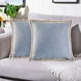 thumbnail image 1 of EvJk Set of 2 Blue Throw Pillow Covers Vintage Linen Trimmed Cushion Covers, 20"x20", 1 of 7
