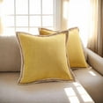 thumbnail image 1 of EvJk Set of 2 Gold Throw Pillow Covers Vintage Linen Trimmed Cushion Covers, 18"x18", 1 of 6