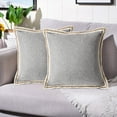 thumbnail image 1 of EvJk Set of 2 Gray Throw Pillow Covers Vintage Linen Trimmed Cushion Covers, 18"x18", 1 of 6