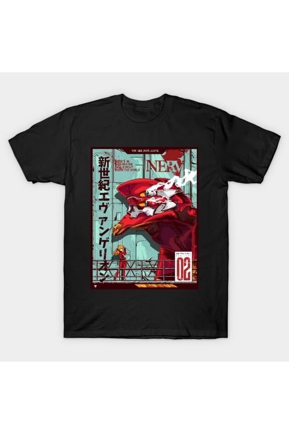 Eva 02 Funny Evangelion Inspired Retro Mecha Anime Asuka Langley Soryu Unisex Classic T-Shirt A227, From S to 5XL