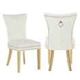 thumbnail image 1 of Eva 2 Piece Gold Legs Dining Chairs Finished with Velvet Fabric in Beige, 1 of 5