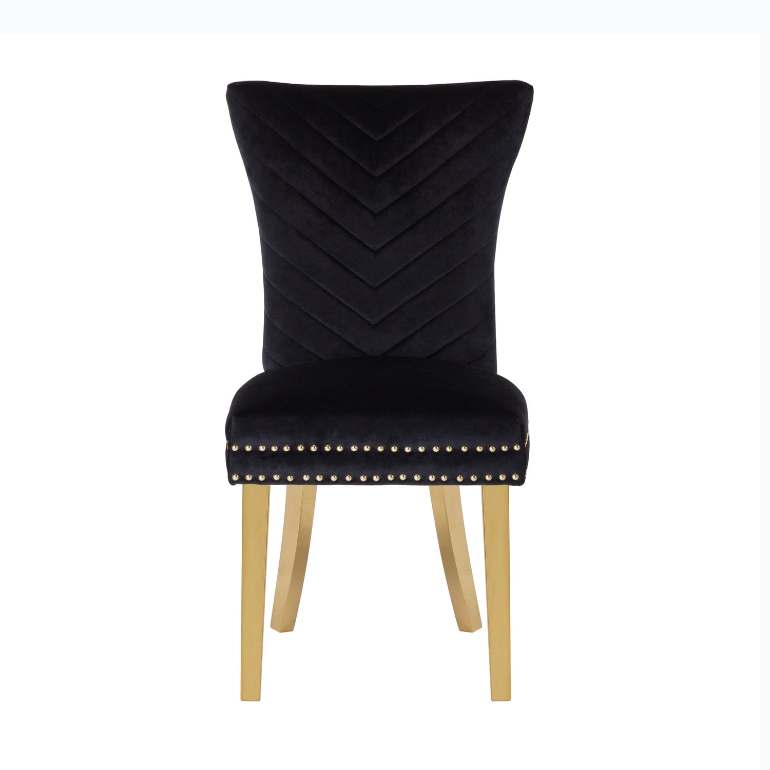 Black Velvet Wingback Dining Chair with Gold Legs, Set of 2
