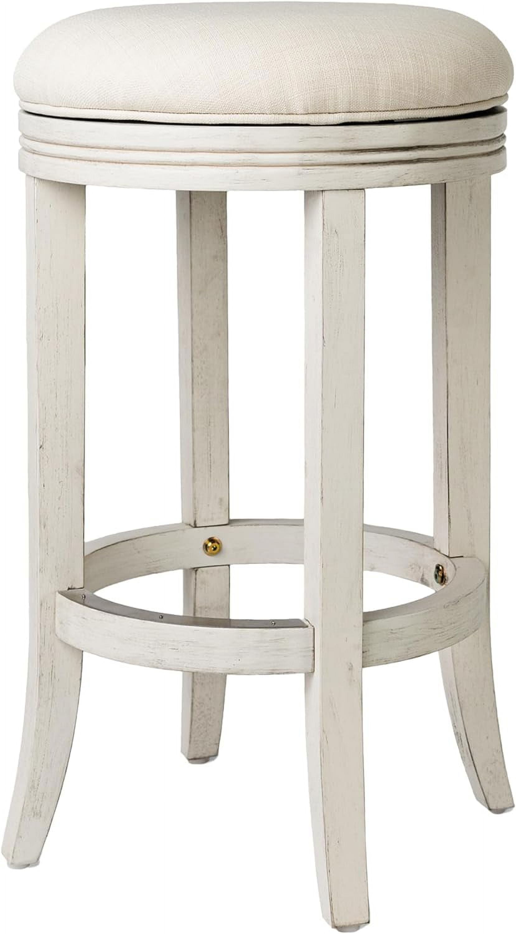 White Oak Backless Swivel Counter Stool with Upholstered Seat