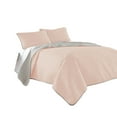 thumbnail image 1 of Eva 3 Piece King Microfiber Reversible Coverlet Set, Quilted, Gray, Pink- Saltoro Sherpi, 1 of 5