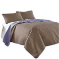 thumbnail image 1 of Eva 3 Piece Queen Microfiber Reversible Coverlet Set, Quilted, Blue, Brown- Saltoro Sherpi, 1 of 5