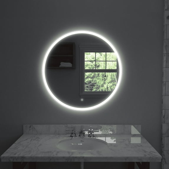 Eva 36x36 Round Perimeter Lighted Mirror with Memory Dimmer and Defogger