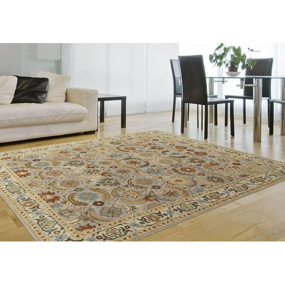 Eva Baige 2'.6" X 7' Area Rug Handcrafted Motif Floral Design Oriental Traditional Design Non-Shedding Fine Wool Pile & Easy-Care Areas in Living Room Bedroom