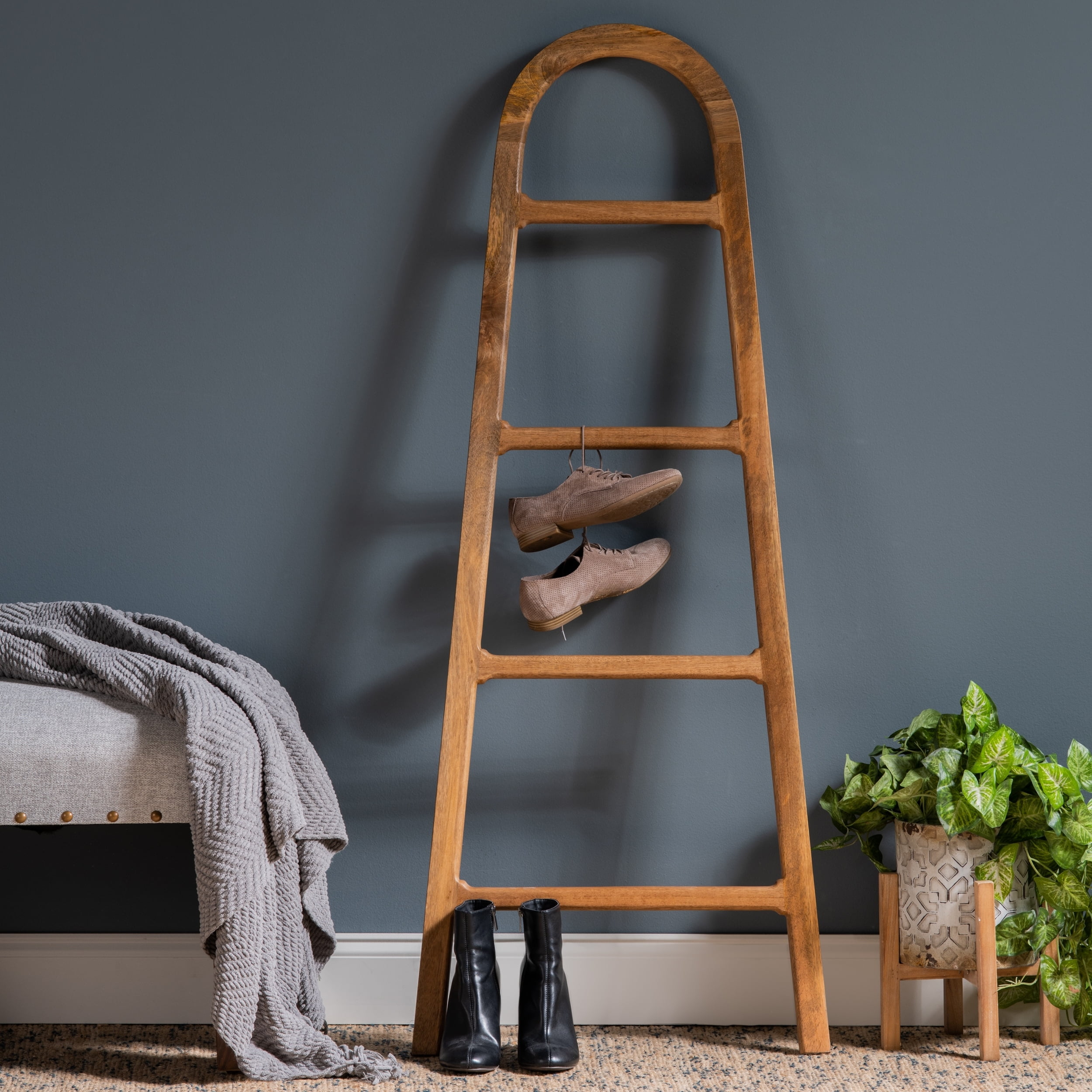 Eva Blanket Ladder Brown Mango Wood x x 59 Modern Style