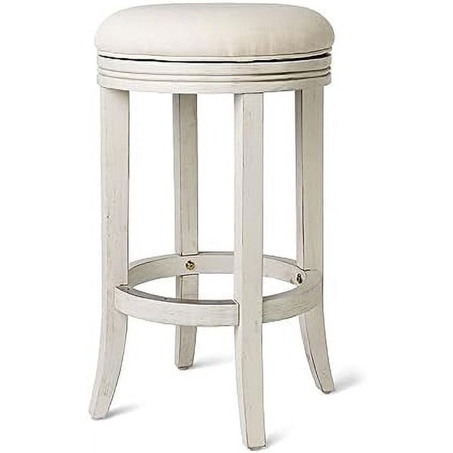 Eva Counter Stool in Reclaimed Oak Finish with Ash Grey Fabric