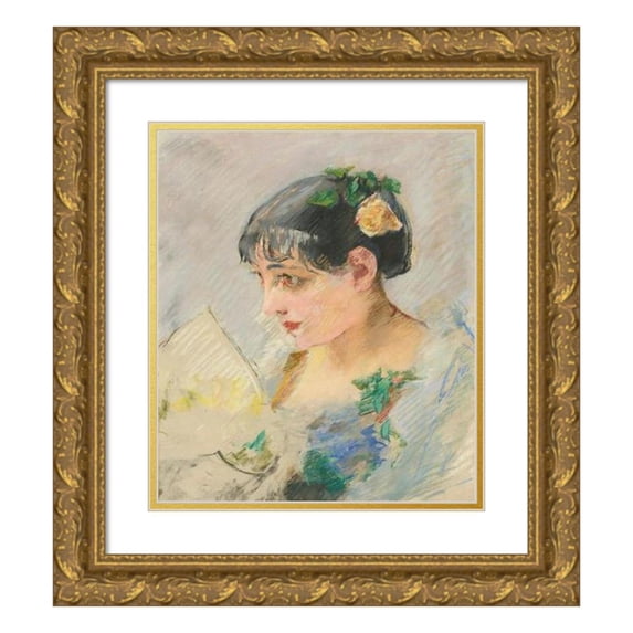 Eva Gonzalès 12x14 Gold Ornate Wood Frame and Double Matted Museum Art Print Titled - Spanish (Portrait of the Modist) (circa 1882-83)