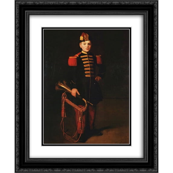 Eva Gonzales 2x Matted 20x24 Black Ornate Framed Art Print 'Child with a pipe'