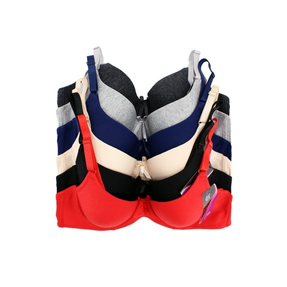 Eva Intima Women's Supportive Molded Cup Cotton Bra, (6-Pack)