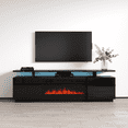 thumbnail image 1 of Eva-KBL Fireplace TV Stand for TVs up to 80", Modern High Gloss 71" Entertainment Center, Electric Fireplace TV Media Console with Storage Cabinets and LED Lights, 1 of 9