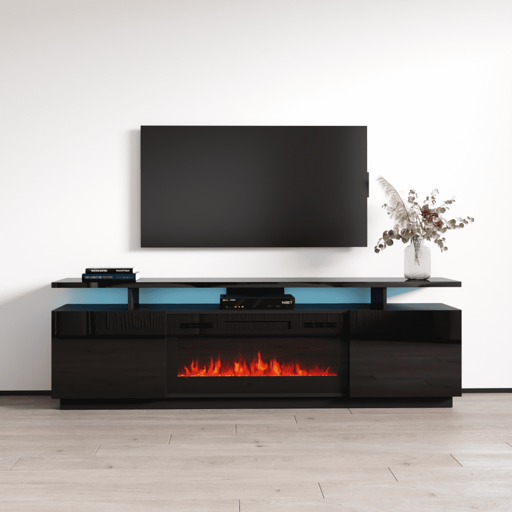 High tv stand with fireplace deals