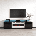 thumbnail image 1 of Eva-KWH Fireplace TV Stand for TVs up to 80", Modern High Gloss 71" Entertainment Center, Electric Fireplace TV Media Console with Storage Cabinets and LED Lights, 1 of 9