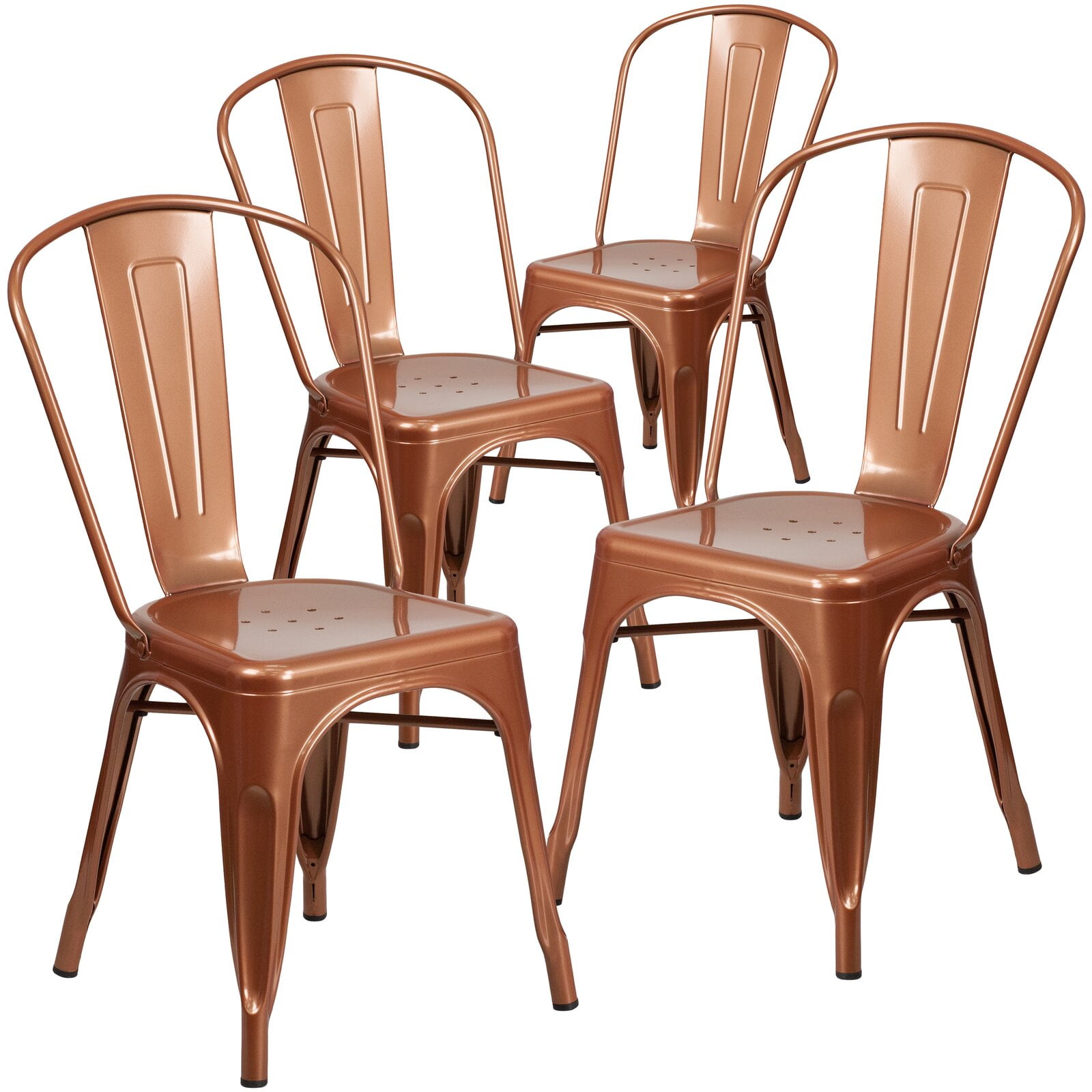 Metal slat back store stacking side chair