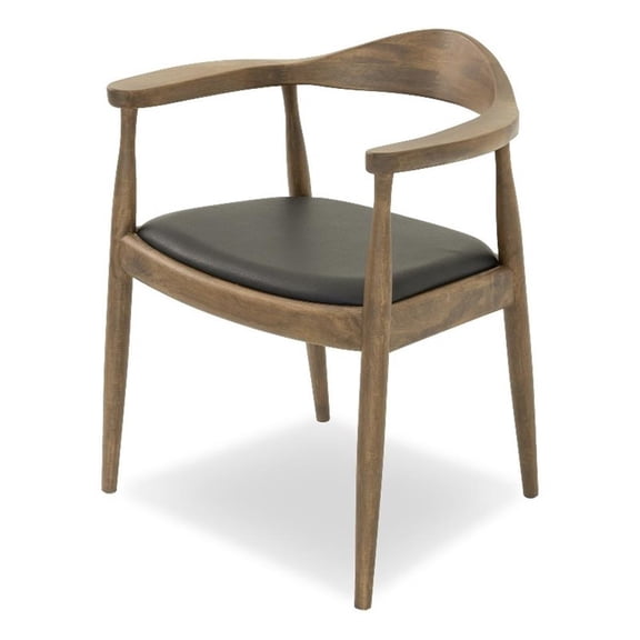 Eva Mid-Century Modern Pu Leather Upholstered Dining Chair in Black