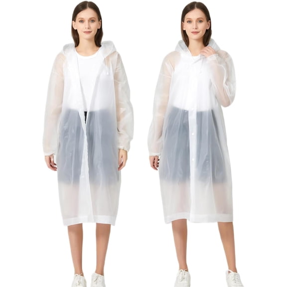 Eva Rain Ponchos for Adults, 2 Pack Reusable Raincoat for Women and Men, Lightweight Rainwear Rain Jackets with Hood