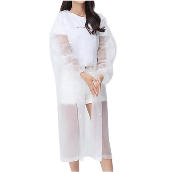 Eva Raincoat Lightweight Hooded Rain Jacket Waterproof Rain Poncho For Daily Commuting Travel Outdoor Activities(Clear-160Cm)