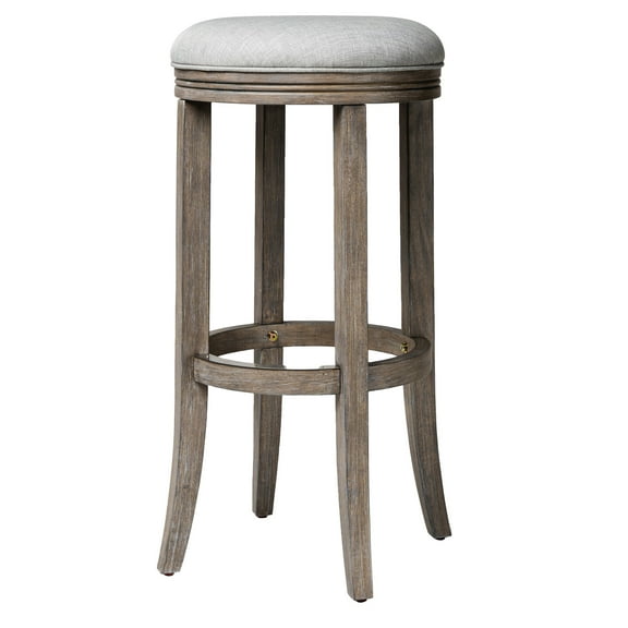 Open Box Eva Round Backless Kitchen Swivel Stool, Reclaimed Oak, Bar Height
