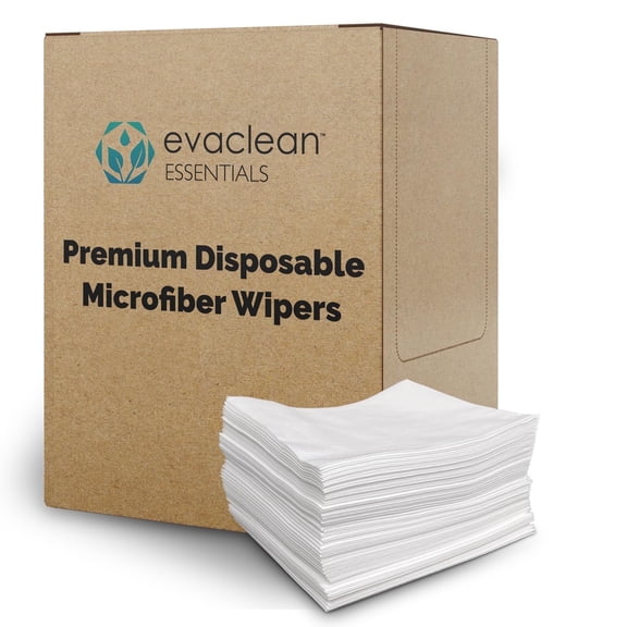 EvaClean Large Disposable Microfiber Wipes - Lint-Free, Solvent-Resistant, Bathroom Cleaning, 200 Ct