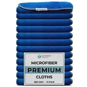 EvaClean Premium Microfiber Cleaning Cloth 16"x16" - Reusable, Washable, Non-Scratch, Microfiber Towels for Cleaning, Dusting, Polishing, High Absorbency & Durability, Blue, 12-Pack