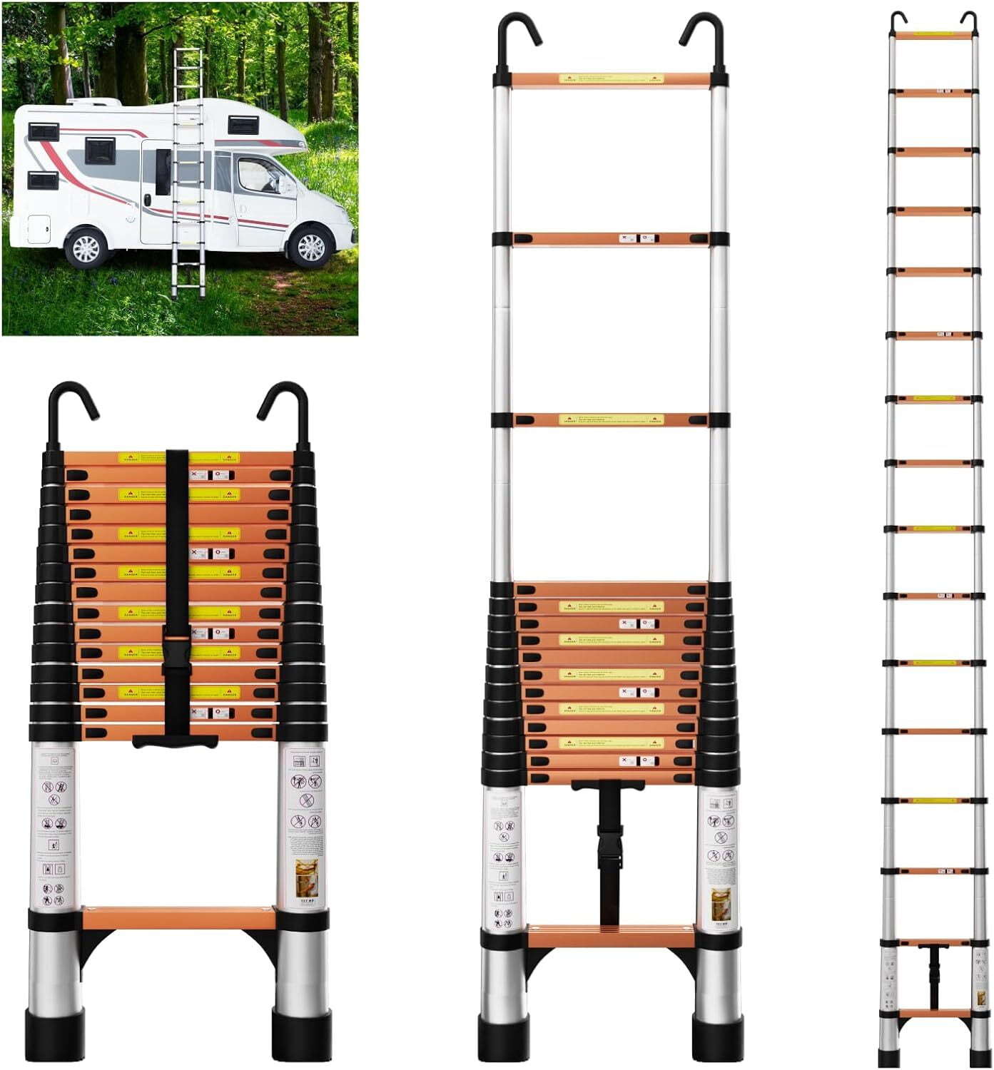 EvaStar Home 12.5FT Telescoping Ladder, Aluminum Lightweight Extension