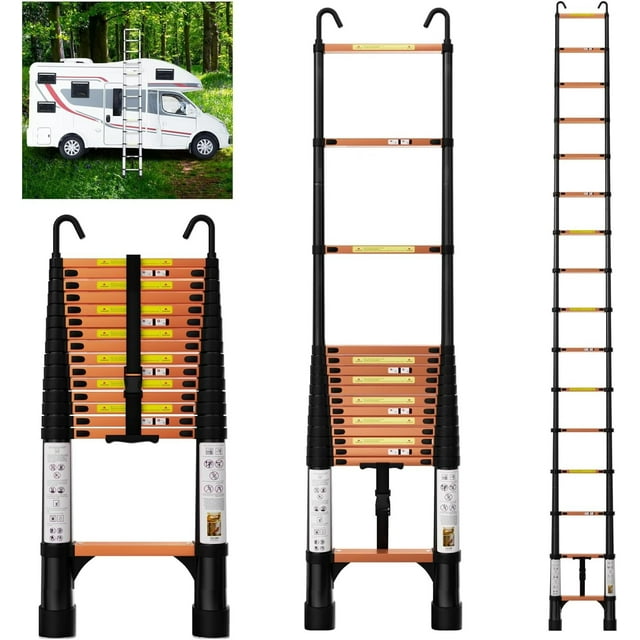 EvaStar Home 15.5FT Lightweight Telescoping Ladder,Aluminum Extension