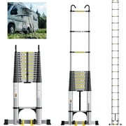 EvaStar Home 26.2FT Telescoping Ladder, Aluminum Lightweight Extension Ladder w/Triangle Stabilizer, Stabilizer Bar & Wheels, 330lbs Capacity Collapsible Ladders for Home & Outdoor