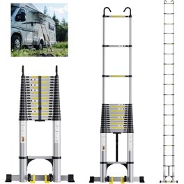 4+5 Step Extension Ladder - Aluminum Telescoping Ladder, 330 Lbs Capacity, Rubber Feet, Foldable For Storage
