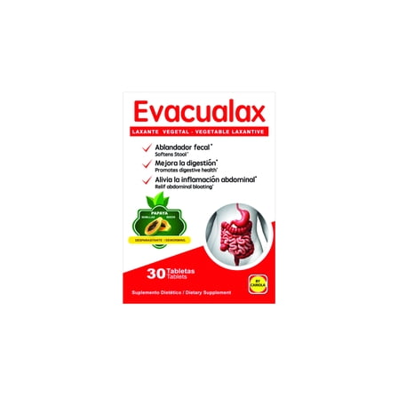 Evacualax Senna Laxative Tablets - Natural Vegetable Laxative with Senna Leaf, Prune & Papaya Seed - 30 Tablets