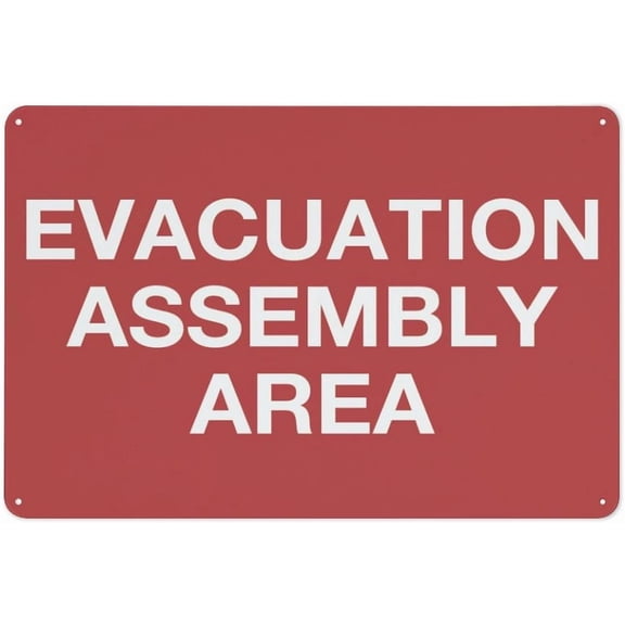 Evacuation Assembly Area Sign 8"x12", Wall Decor for Home Kitchen Farm Garden Garage, Indoor Outdoor Use for Home Business Safety Area