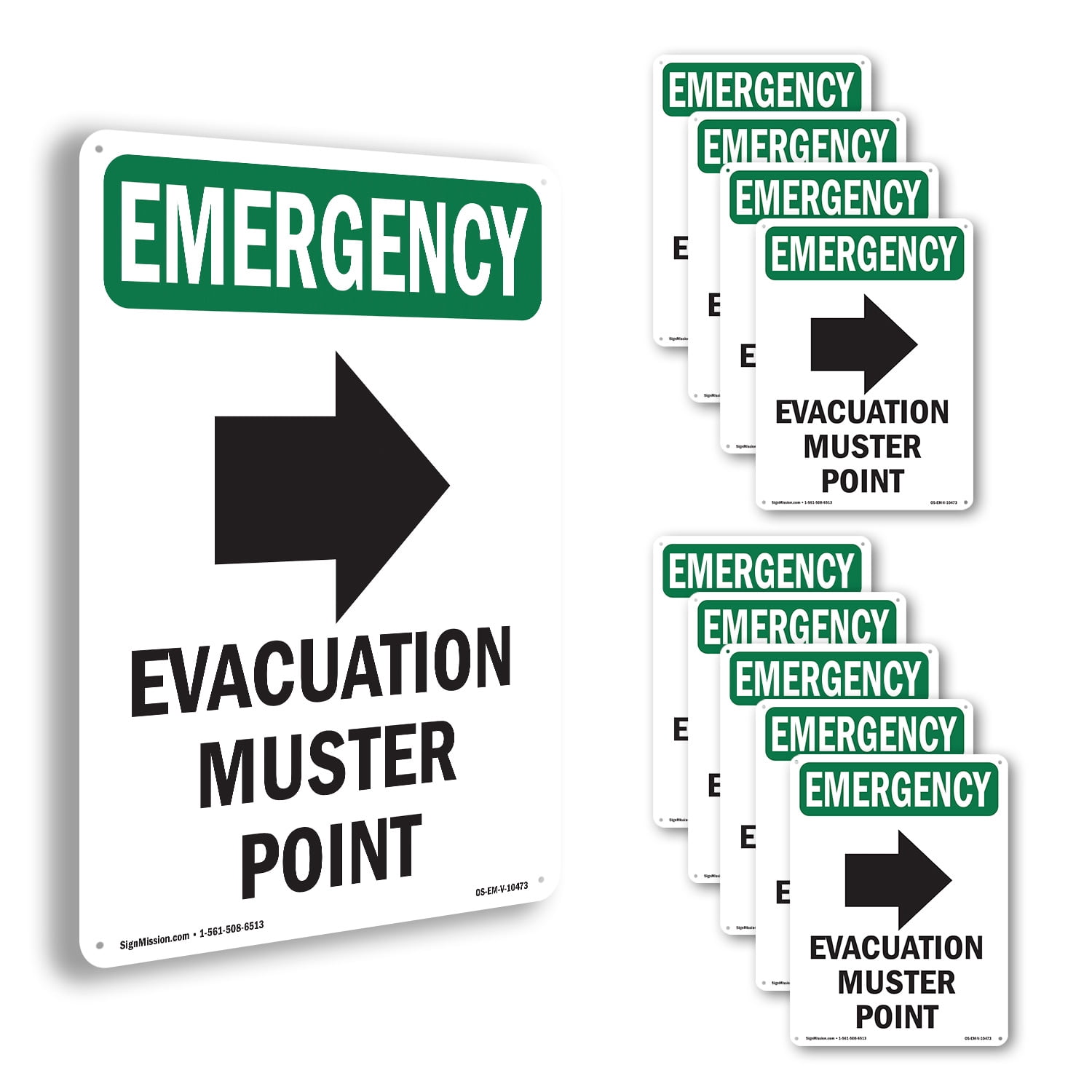 Evacuation Muster With Symbol OSHA Emergency Rigid Plastic Sign 18 Inch ...