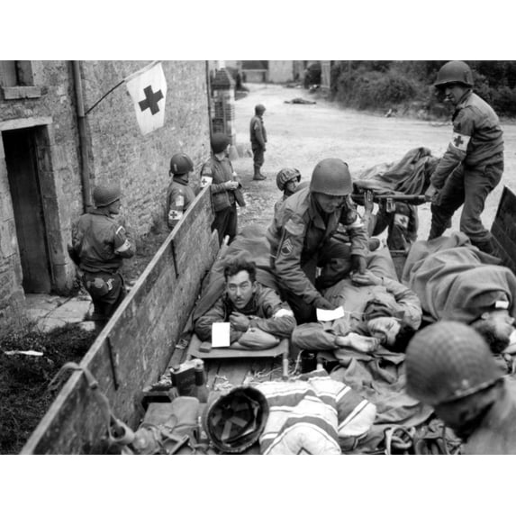 Evacuation Of U.S. Soldiers Wounded In The Battle Of Saint Lo History (24 x 18)