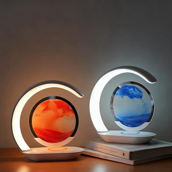 3-in-1 Magnetic Wireless Charger with Sand Art Display, Adjustable Phone Stand & Night Light for Desk, Bedroom & Office Decor