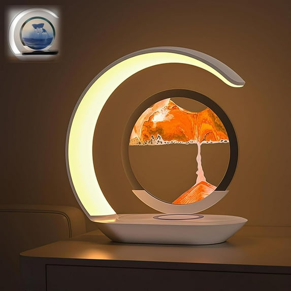 Evadore Lumaflow Sandscape Charger, 3D Moving Sand Picture Sandscapes Lamp, 3-in-1 Sandscape Charger, Art Decor Fast Charging Station, Table Lamp with Wireless Charging Station (Orange)