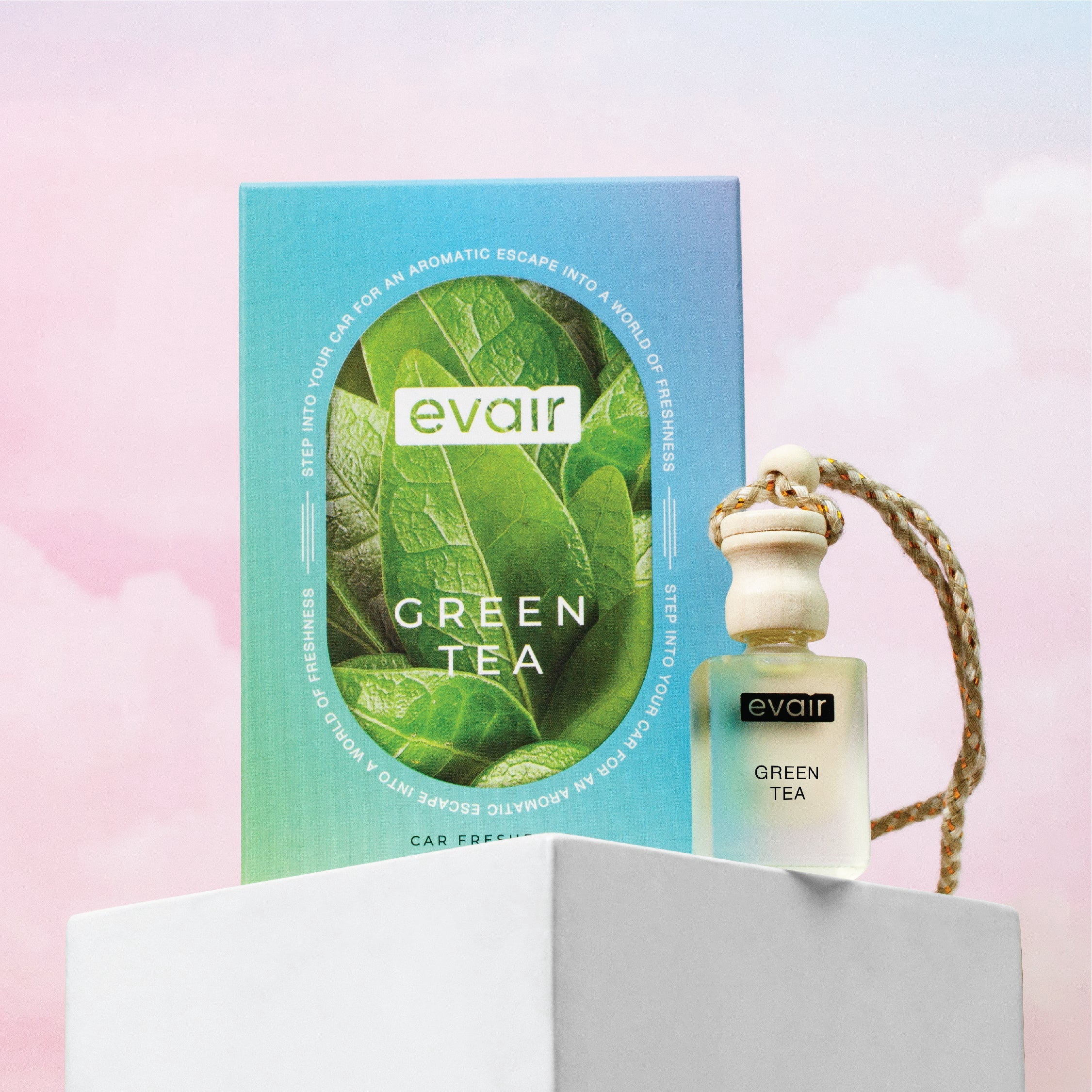 Evair Green Tea Car Freshener, Hanging Car Diffuser with Essential Oils ...
