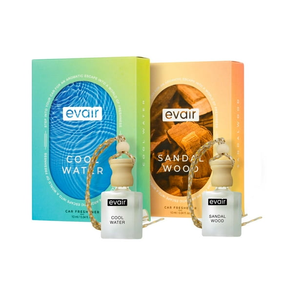 Evair Sandalwood & Cool Water Car Air Freshener, 2-1 Combo, Lasts 120 Days