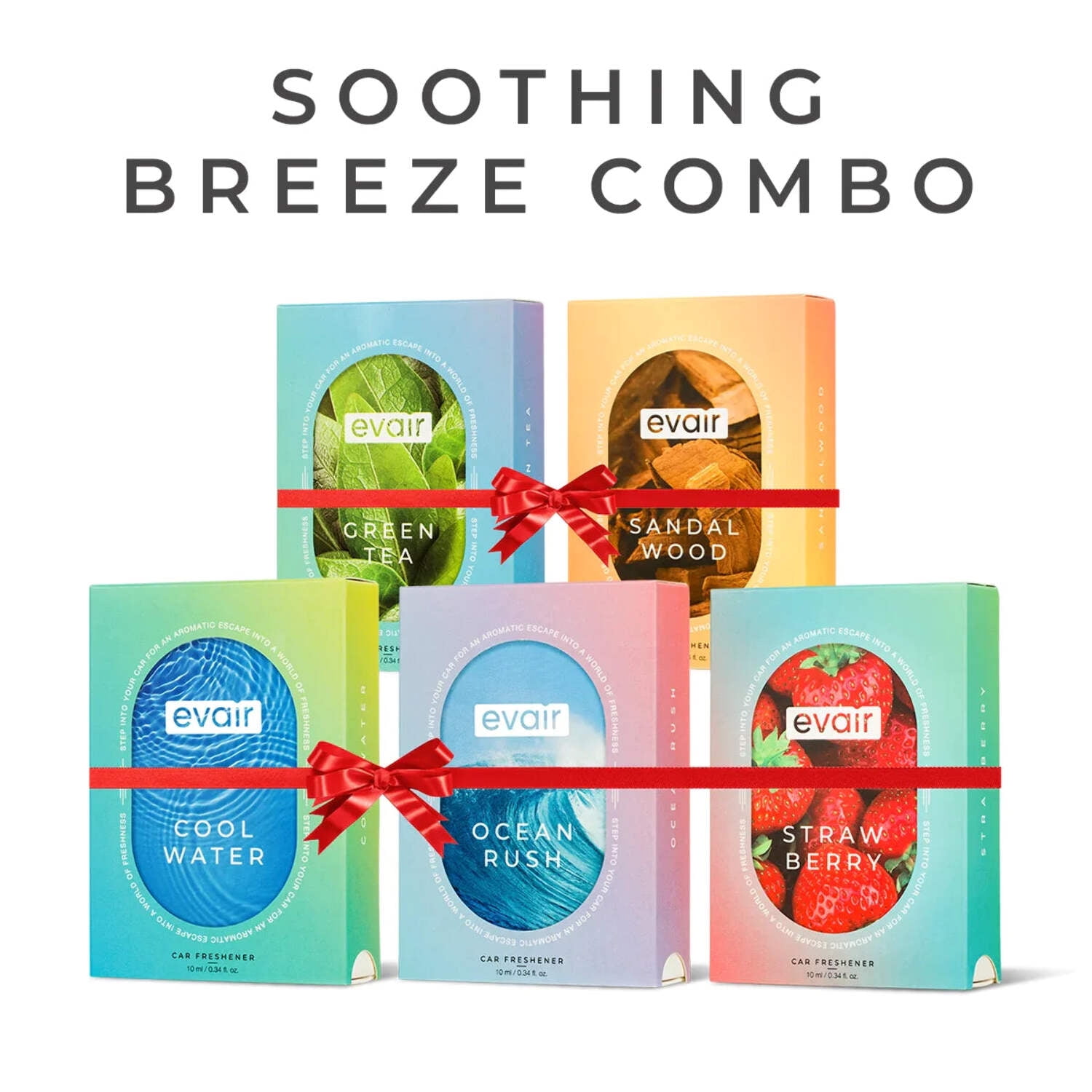 Evair Soothing Breeze 5-in-1 Combo Pack Car Air Freshener, 50 mL