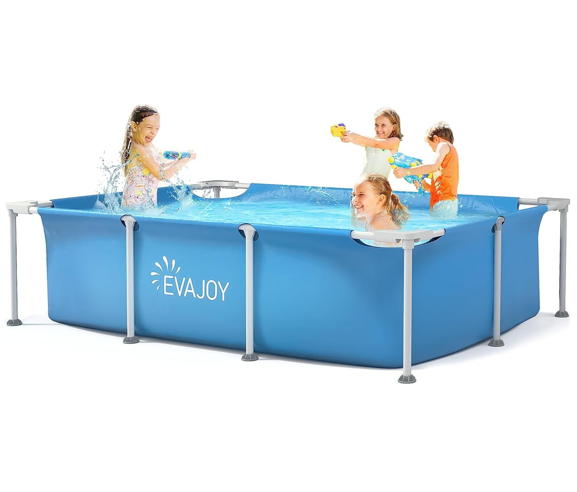 Evajoy 85in x 23in x 59in Metal Frame Rectangular Swimming Pool Set ...