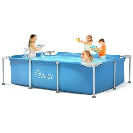 EVAJOY 85in x 23in x 59in Metal Frame Swimming Pool - Blue/Gray