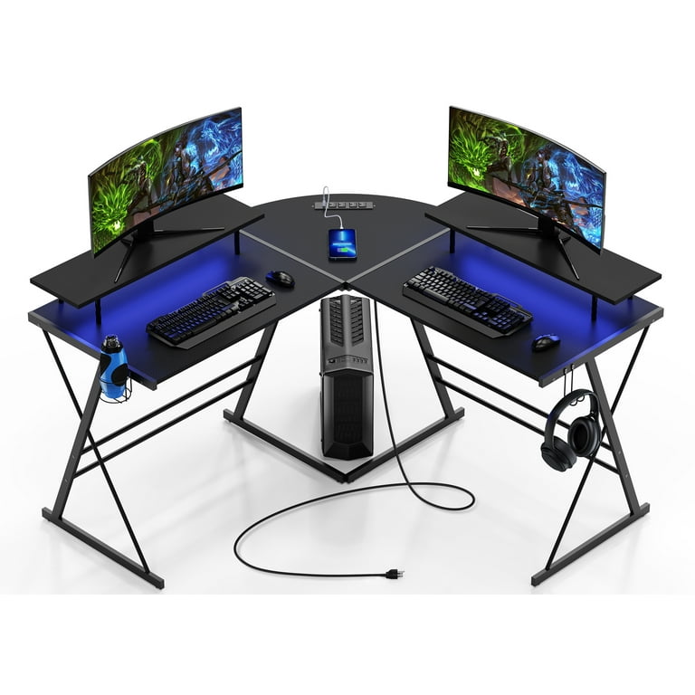 L shaped desk with pc holder deals