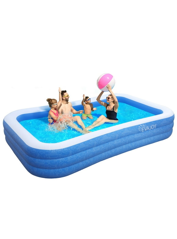 Evajoy Inflatable Swimming Pools, 118'' x 72'' x 20'' Blow Up Swimming Pools, Kiddie Pool Large Size Thickened Blow Up Swimming Pools Play Center for Kids Children Family Outdoor Garden Backyard