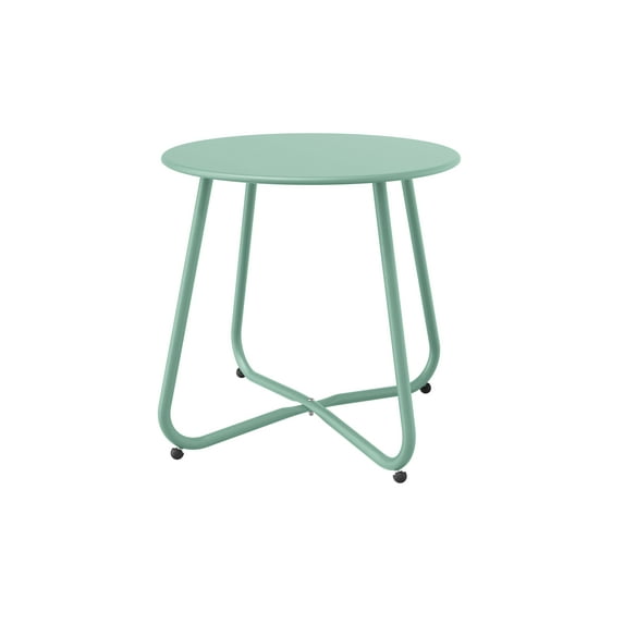 Evajoy Metal Coffee Table, 17.75"X18"(height), Macaron Circle Waterproof Anti-Rust Bedside Table for Living Room Bedroom, Small Spaces Outdoor Table, Round Accent Table for Balcony Office(Macaron)