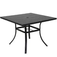 thumbnail image 1 of Evajoy Outdoor 37-Inch Steel Square Dining Table Weather-Resistant Picnic Table Embossed Woodgrain with 1.5" Market Umbrella Hole for Garden, Lawn, Backyard, 1 of 5