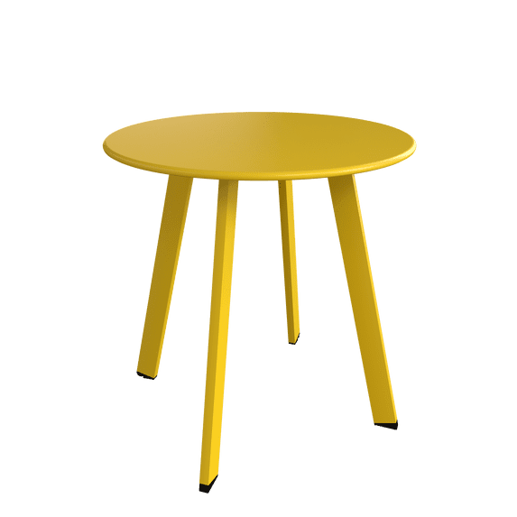 Evajoy Patio metal Side Table, 17.7"X18.1"(Height) Rust-Resistant Round End Table with Square Feet Décor for Bistro, Apartment, Balcony(Yellow)