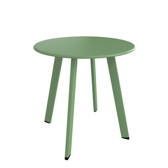 Evajoy Patio metal Side Table, 17.7"X18.3"(Height) Rust-Resistant Round End Table with Square Feet Décor for Bistro, Apartment, Balcony(Pea Green)