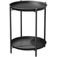 thumbnail image 1 of Evajoy Steel Patio End Table 2-Tier, Weather Resistant Outdoor Round Side Table(Black), 1 of 7